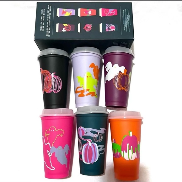 Starbucks Other - Starbucks Halloween 2023 Glow-In-The Dark 6 Pack 16 Oz Reusable Hot Cups NEW!